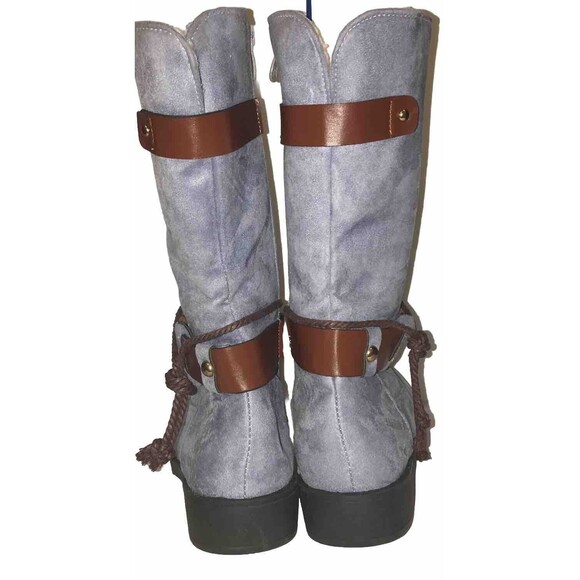 Ahongm Fashion Womens Lt Blue Faux Leather Cowgirl Boots Sz US 8.5 EU 39 Western - Picture 6 of 11